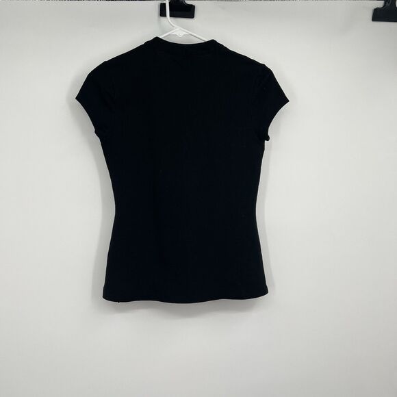 Womens Guess Black Marie Polo Pocket Tee Shirt S Y2K Style Embroidered Logo - Picture 4 of 10